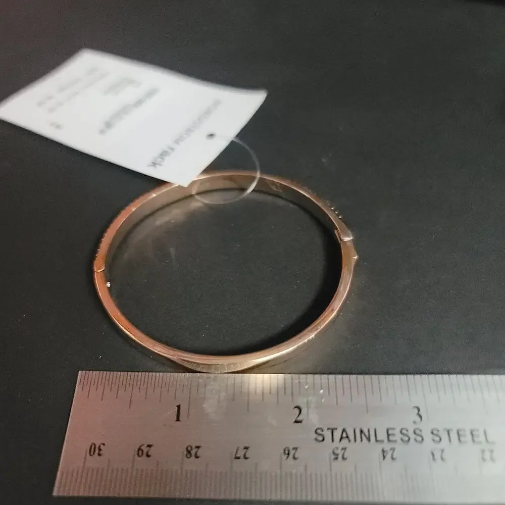 Kate Spade Rose Gold Clear Crystal Bangle Bracelet NEW Flush Clasp - Picture 4 of 6